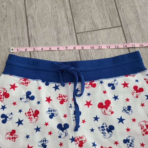 Disney Mickey Mouse Stars Lounge Shorts Red White Blue Patriotic Women's L NEW - Picture 9 of 12